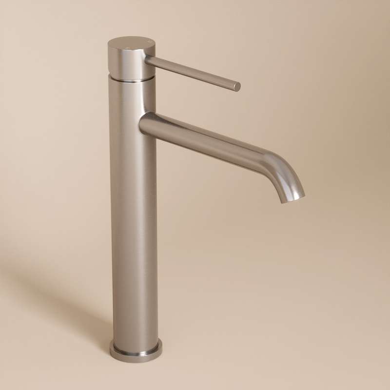 Mitigeur lavabo haut inox brossé, Châtelet