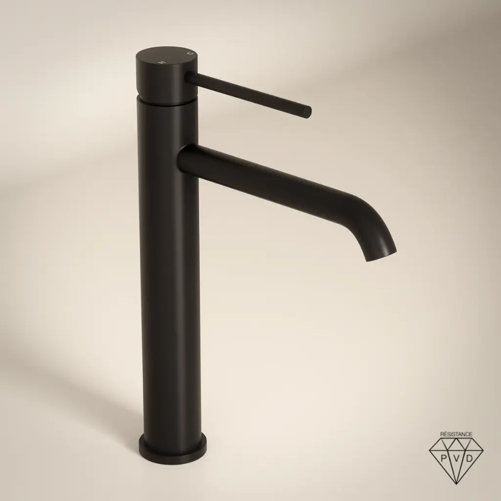 Robinet mitigeur lavabo haut noir brossé, Châtelet III