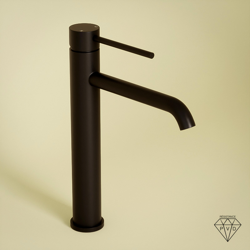 Robinet mitigeur lavabo haut noir brossé, Châtelet III