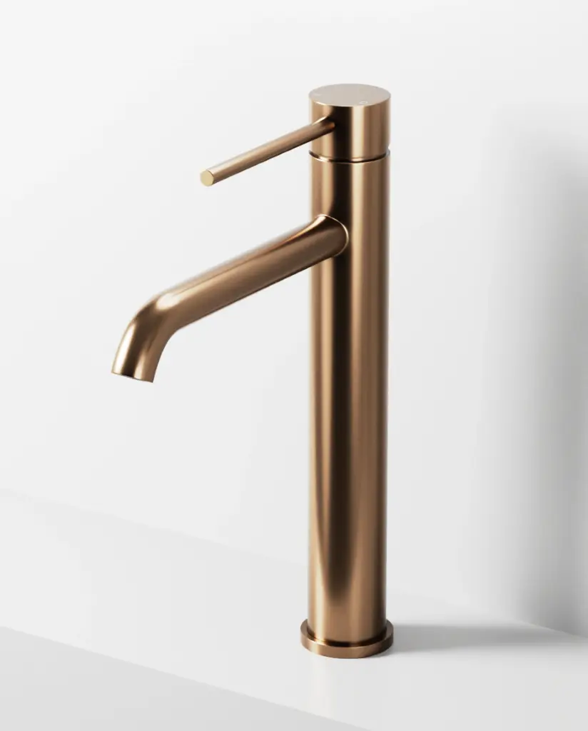 Robinet mitigeur lavabo haut, doré rose Châtelet