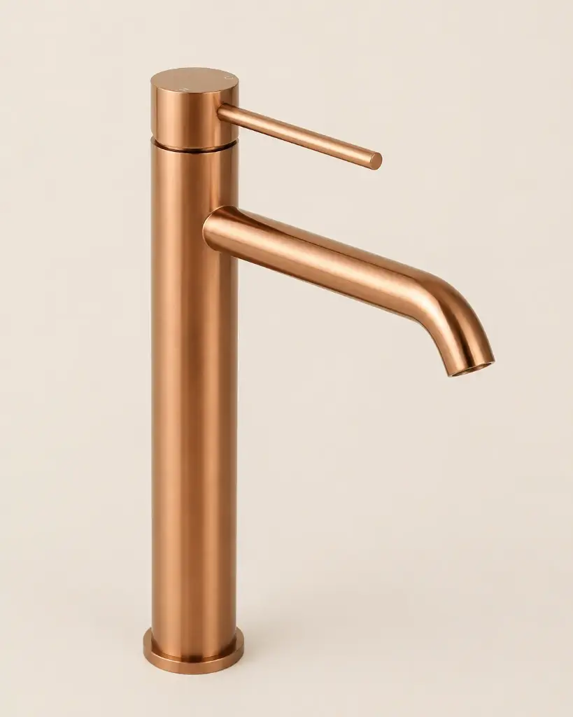Robinet mitigeur lavabo haut, doré rose Châtelet