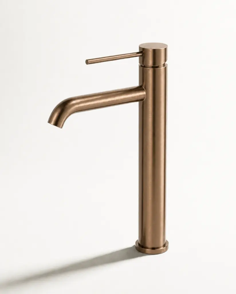 Robinet mitigeur lavabo haut, doré rose Châtelet