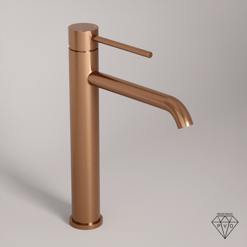 Robinet mitigeur lavabo haut, doré rose Châtelet