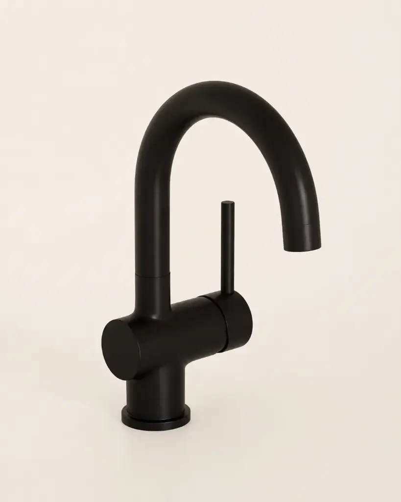 Robinet mitigeur lavabo col de cygne noir brossé, Châtelet