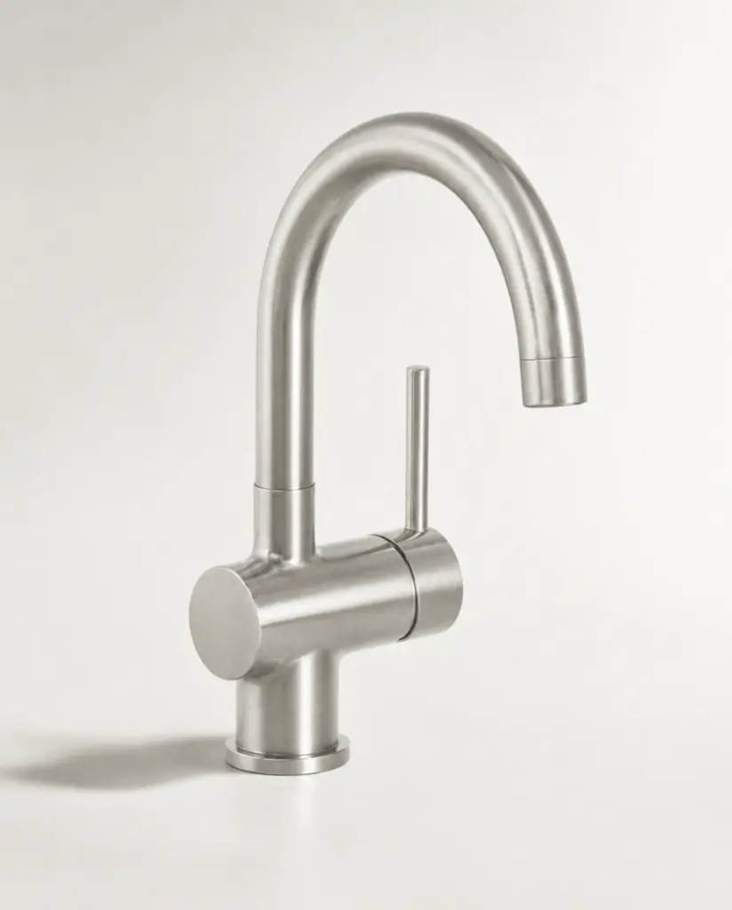 Robinet mitigeur lavabo col de cygne inox brossé, Châtelet