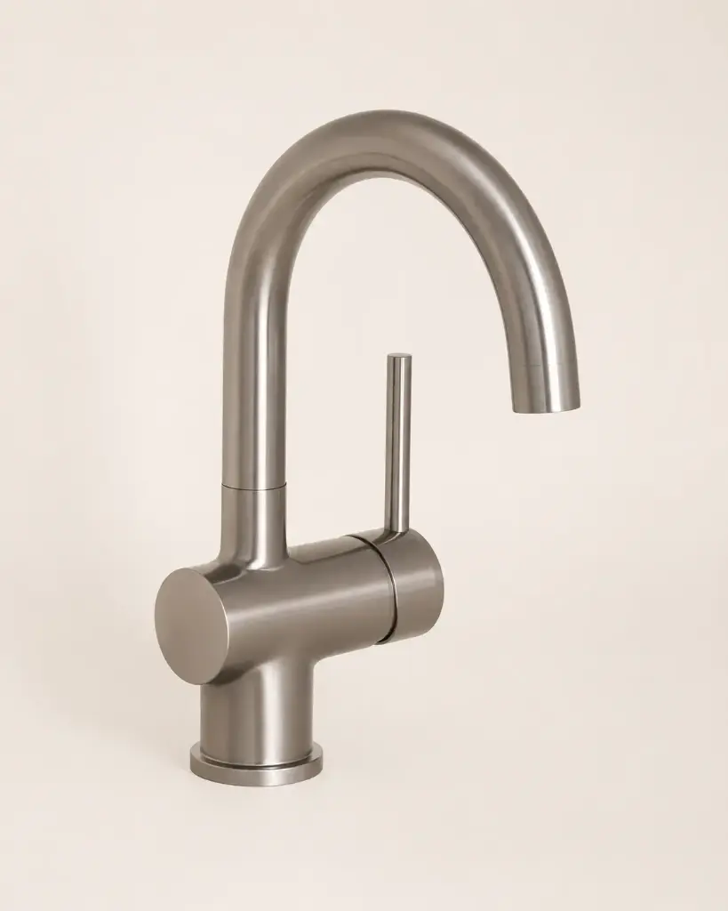 Robinet mitigeur lavabo col de cygne inox brossé, Châtelet