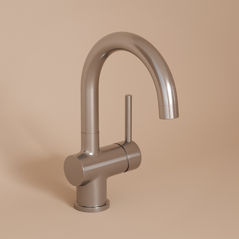 Robinet mitigeur lavabo col de cygne inox brossé, Châtelet