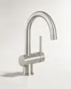 Robinet mitigeur lavabo col de cygne inox brossé, Châtelet