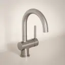Robinet mitigeur lavabo col de cygne inox brossé, Châtelet
