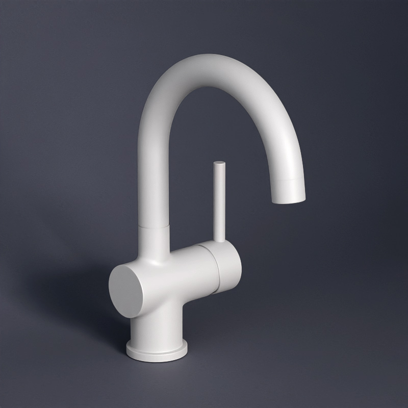 Robinet mitigeur lavabo col de cygne blanc mat, Châtelet