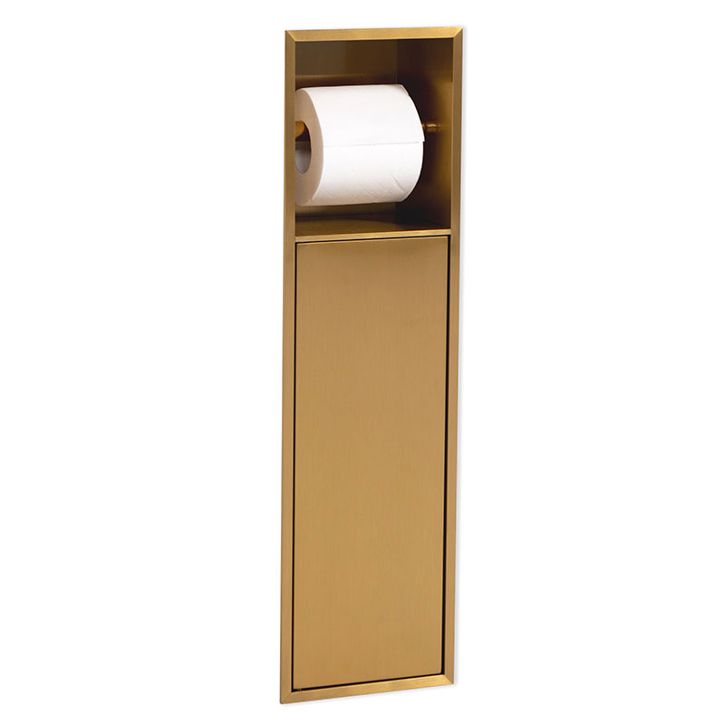 Niche murale porte-rouleau + porte-balayette, 60x17 cm, doré brossé, Châtelet