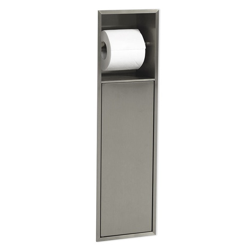 Niche murale porte-rouleau + porte-balayette, 60x17 cm, inox brossé, Châtelet