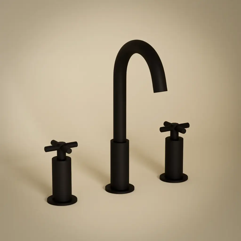 Robinet mélangeur lavabo 3 trous, noir mat, Cross II
