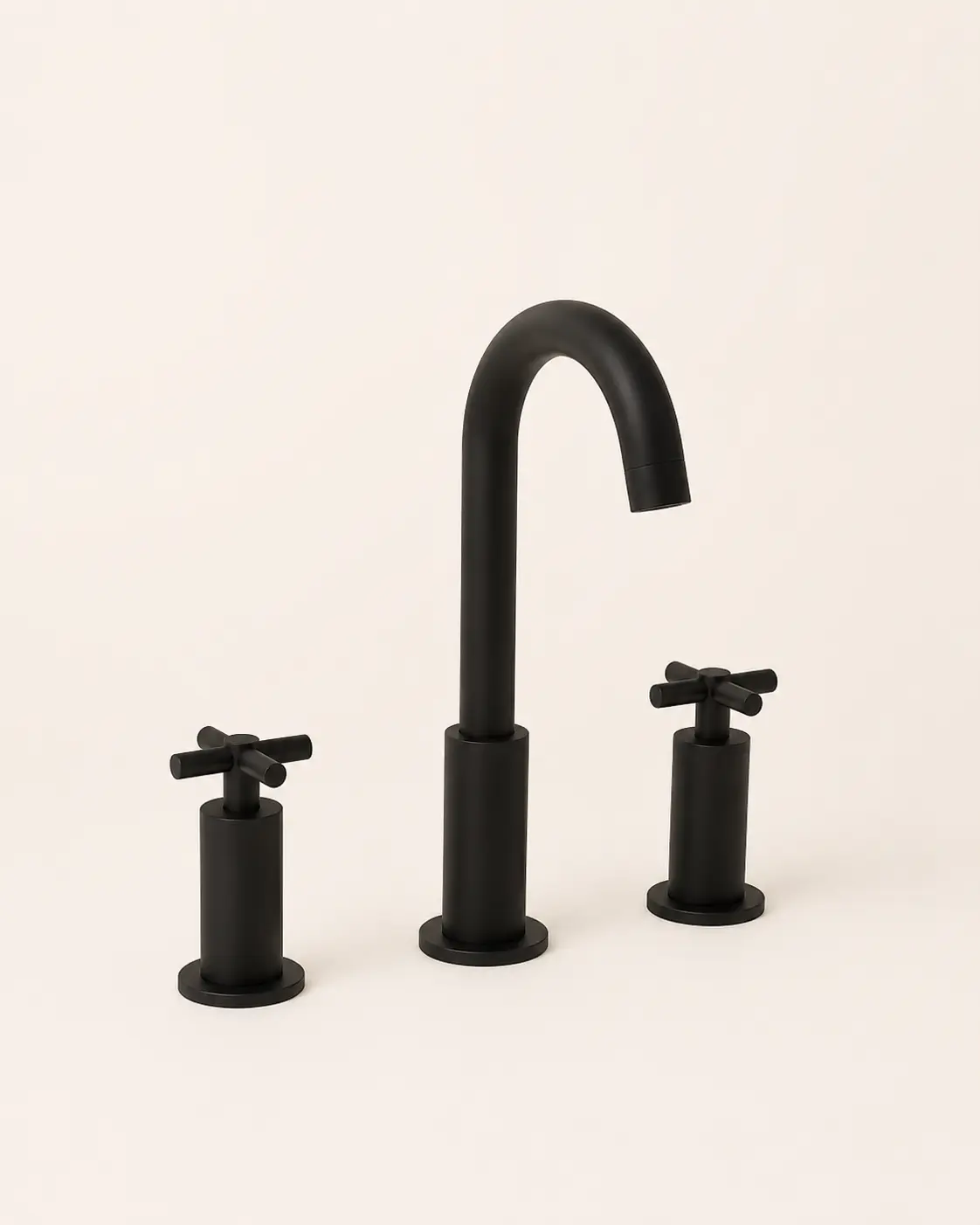 Robinet mélangeur lavabo 3 trous, noir mat, Cross II