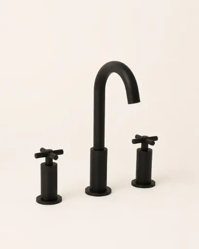 Robinet mélangeur lavabo 3 trous, noir mat, Cross II