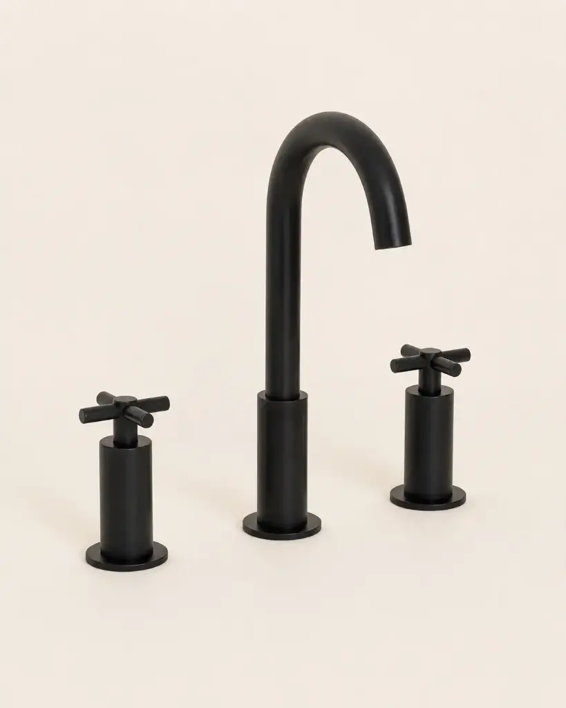Robinet mélangeur lavabo 3 trous, noir brossé, Cross II