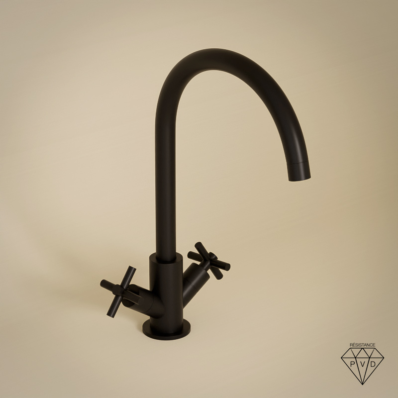Robinet mélangeur lavabo, noir brossé, Cross II