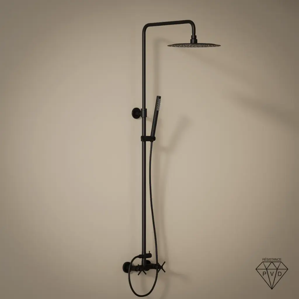 Colonne de douche avec mélangeur, noir brossé, Cross II