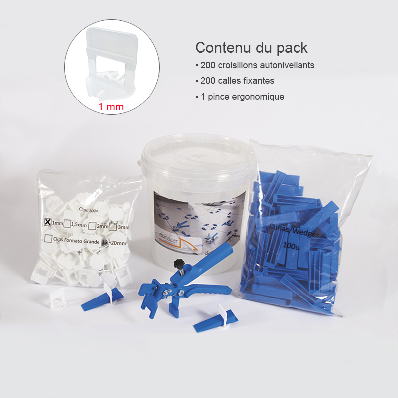 Kit croisillons autonivelants 1MM X200 pince metal