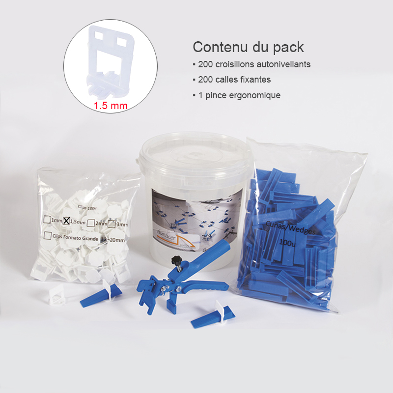 Kit croisillons autonivelants 1.5MM X200 pince metal