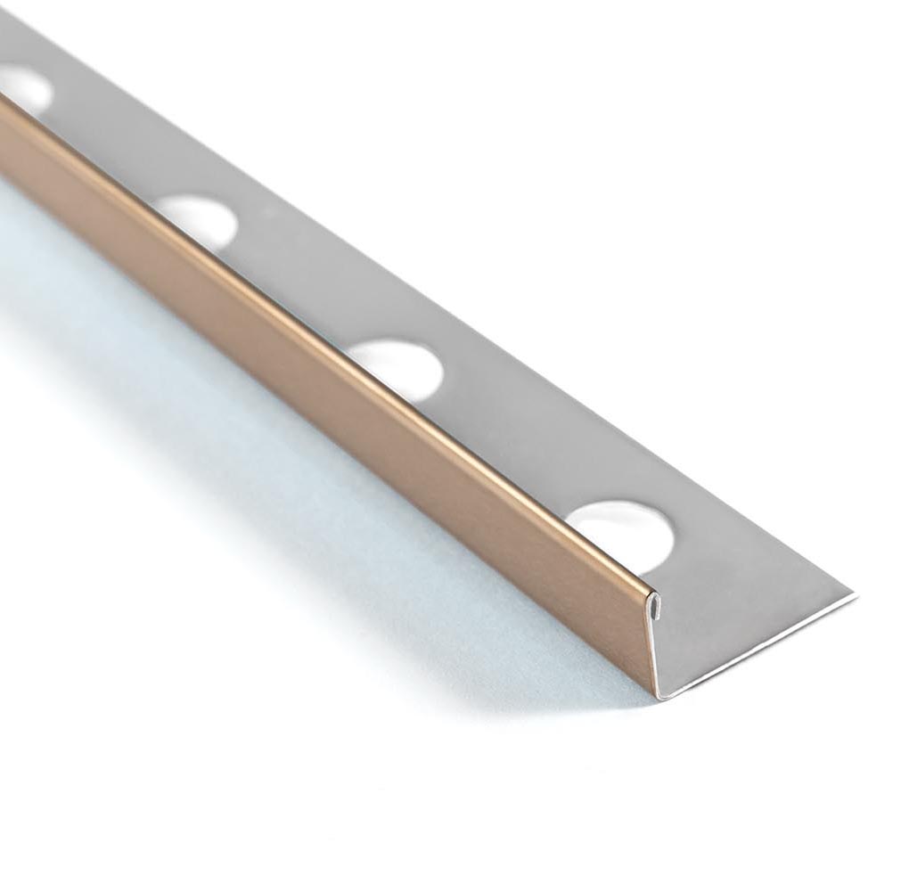 Profilé inox poli en L 10mm x 260cm, bronze brillant