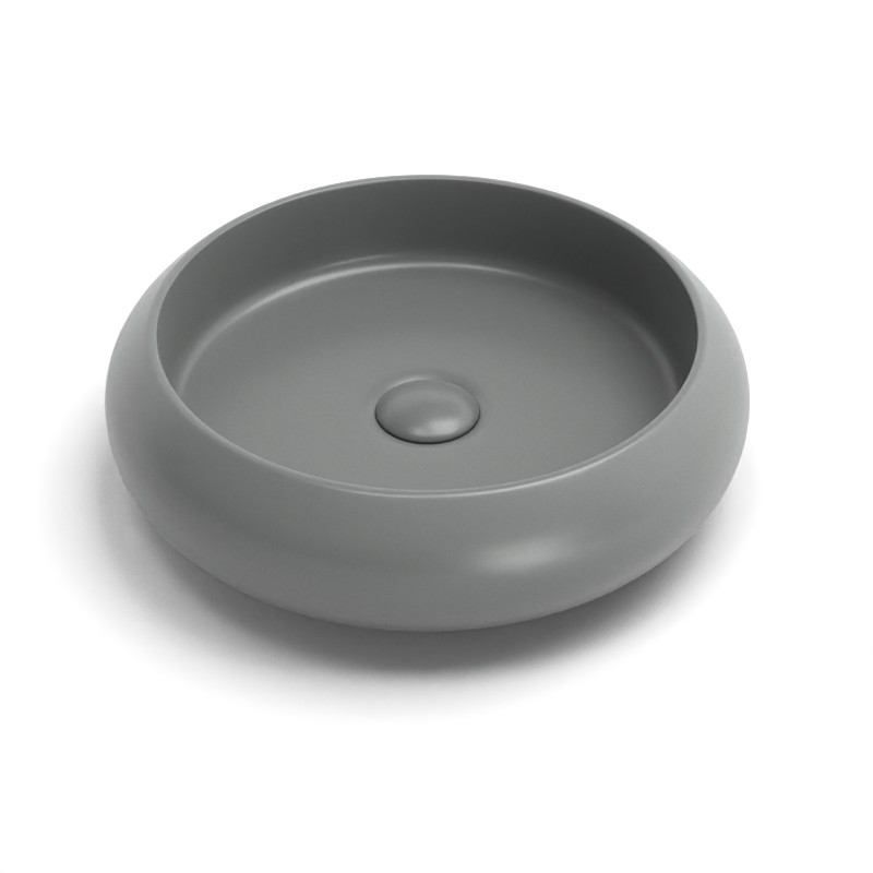 Vasque à poser, 41,5x12 cm, Gris ciment mat, Stella