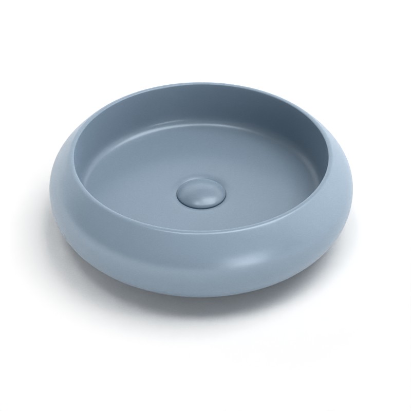 Vasque à poser, 41,5x12 cm, Bleu mat, Stella