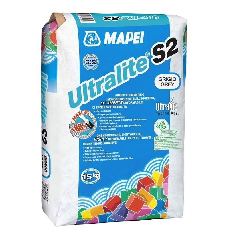 Mortier colle grise pour pose carrelage très grand format, Ultralite S2