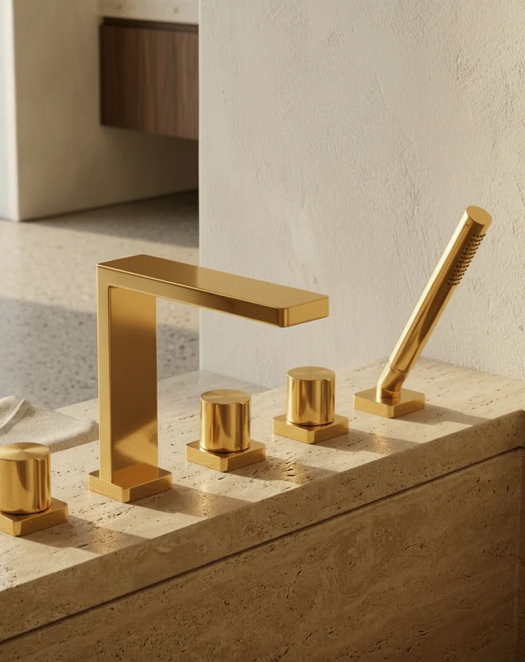 Robinet mélangeur bain-douche, 5 trous laiton, 45cm, Carrousel