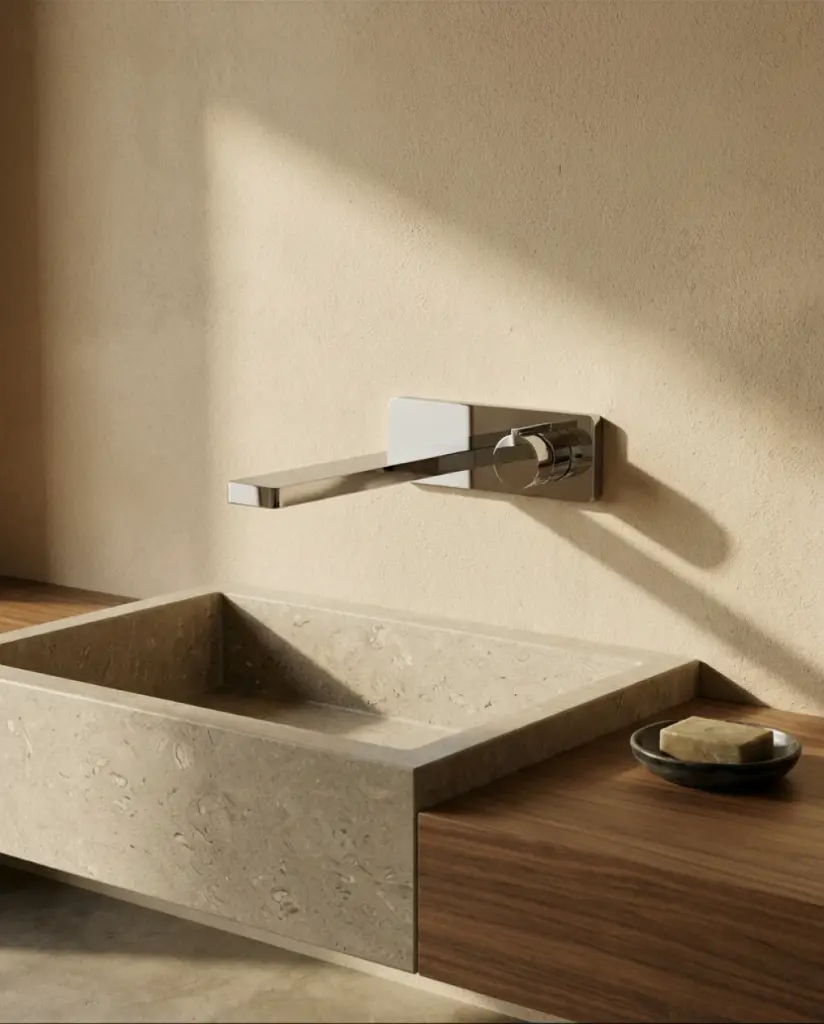 Robinet mitigeur lavabo mural encastré chromé, Carrousel