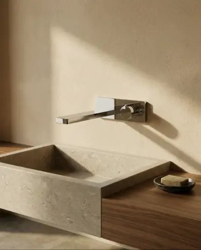 Robinet mitigeur lavabo mural encastré chromé, Carrousel