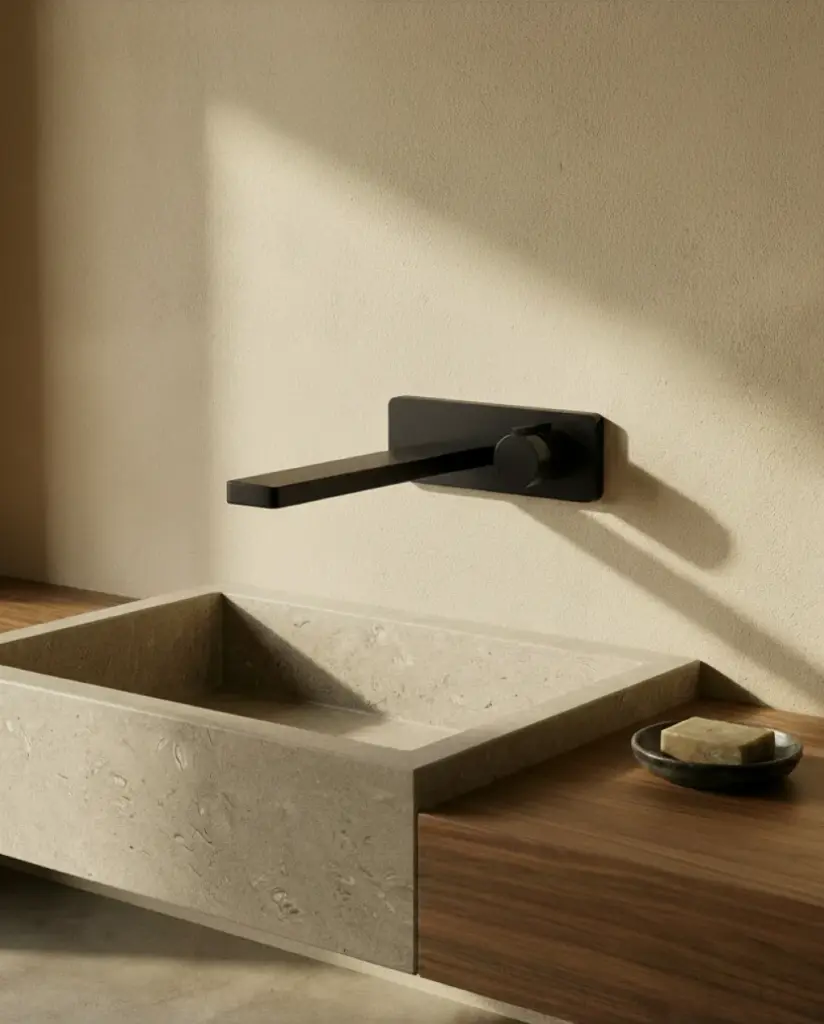 Robinet mitigeur lavabo mural encastré noir mat, Carrousel