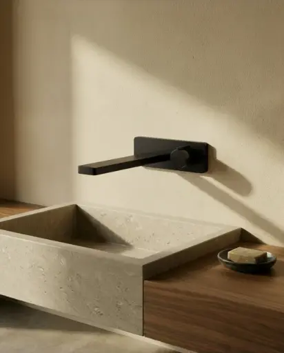 Robinet mitigeur lavabo mural encastré noir mat, Carrousel