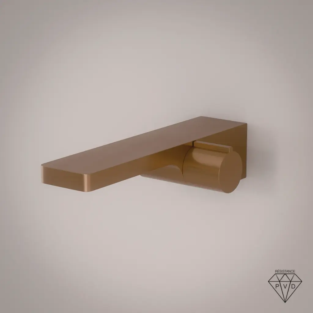 Robinet mitigeur lavabo mural or rose mat, Carrousel