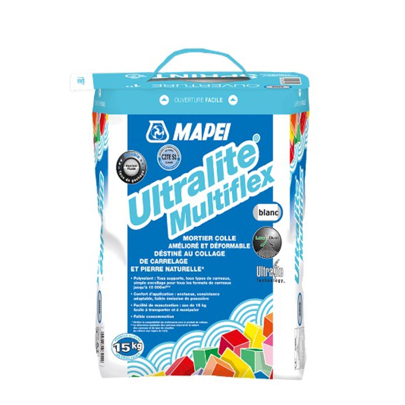 Mortier colle blanche C2TES1 pour la pose de carrelage intérieur et extérieur