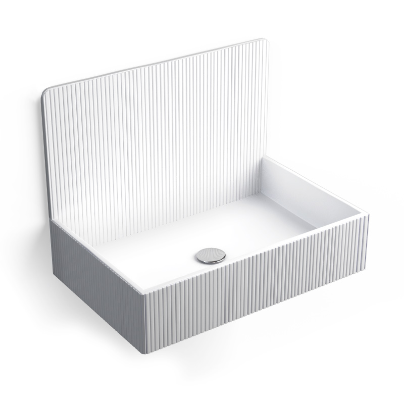 Vasque à poser 60x38 cm, aspect béton blanc, Roneo