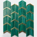 Mosaïque en verre, 25x26 cm, Chevron vert/doré