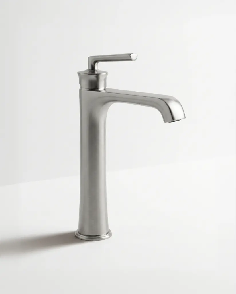 Robinet Mitigeur Lavabo Haut, Art Déco, Inox Brossé