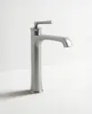 Robinet Mitigeur Lavabo Haut, Art Déco, Inox Brossé