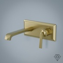 Mitigeur lavabo mural doré brossé, Art Déco