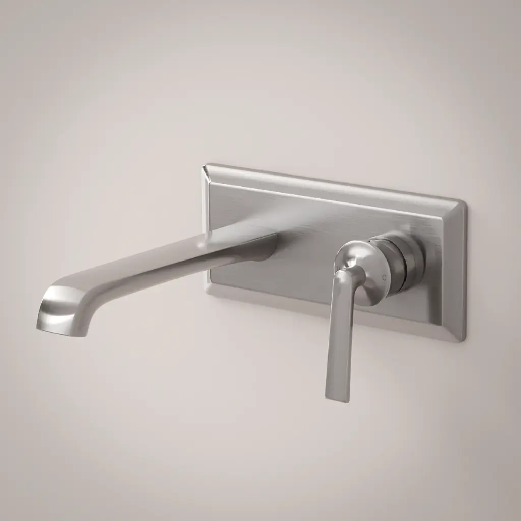 Mitigeur lavabo mural inox brossé, Art Déco 