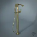 Robinet mitigeur de bain au sol, doré brossé, Art Déco