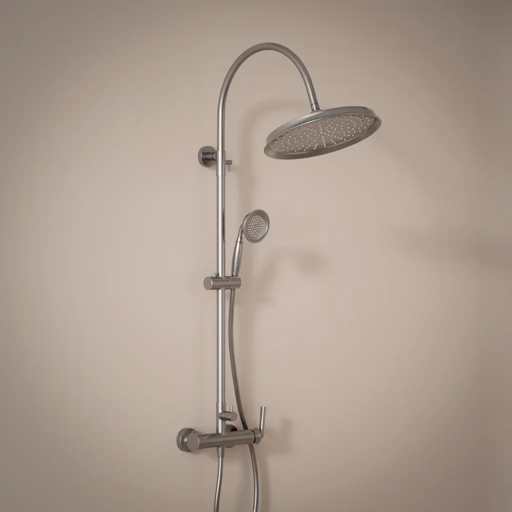 Colonne de douche avec mitigeur mécanique, inox brossé Art Déco
