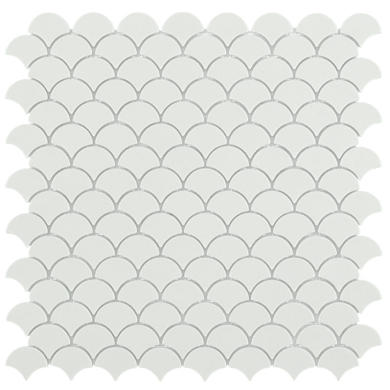 Mosaïque écailles verre recyclé blanc, 31x32 cm, Nordic matt white