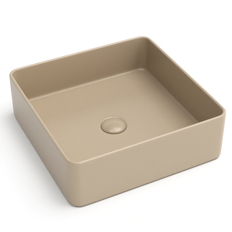 Vasque à poser, 41,5x41,5 cm, Cappuccino beige mat, Art