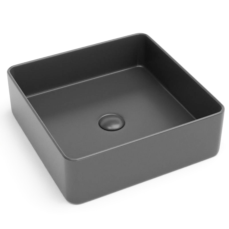 Vasque à poser, 41,5x41,5 cm, Gris foncé mat, Art