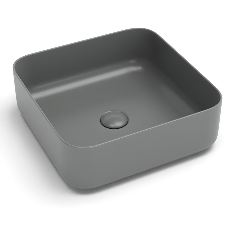 Vasque à poser, 38.5x38.5 cm, Gris ciment mat, Art