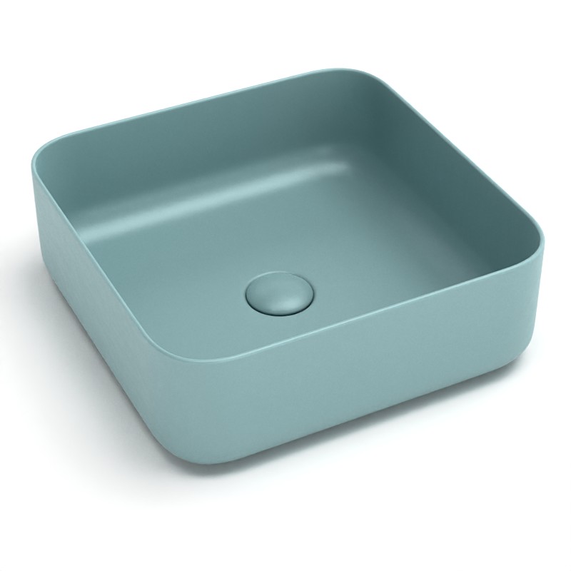 Vasque à poser, 38.5x38.5 cm, Vert d'eau mat, Art