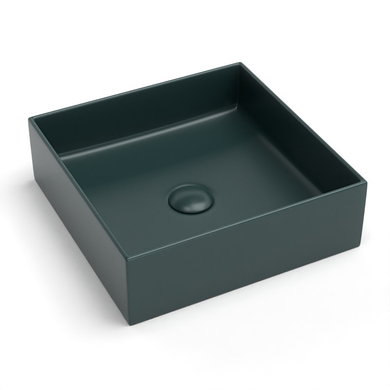 Vasque à poser, 35x35 cm, Vert foncé, Elvia