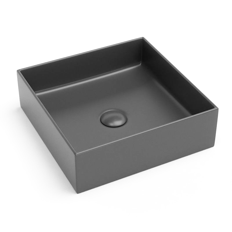 Vasque à poser, 35x35 cm, Gris foncé, Elvia